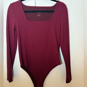 a new day Ribbed Long Sleeve Bodysuit - Burgundy